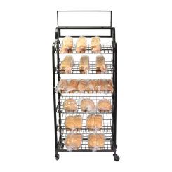 29"w Floor Standing Display Rack with Wheels, 6 adjustable shelves